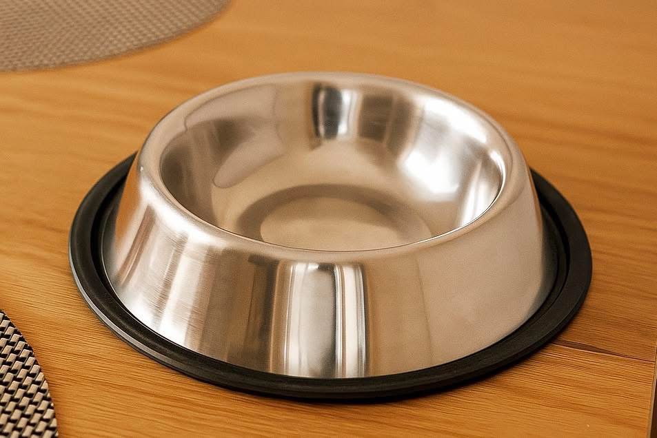 Nerūdijančio plieno dubenėlis šunims su gumuota apačia