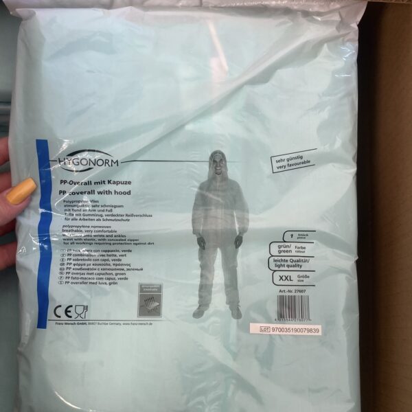 Screenshot Vienkartinis apsauginis kombinezonas su gobtuvu „Hygonorm“