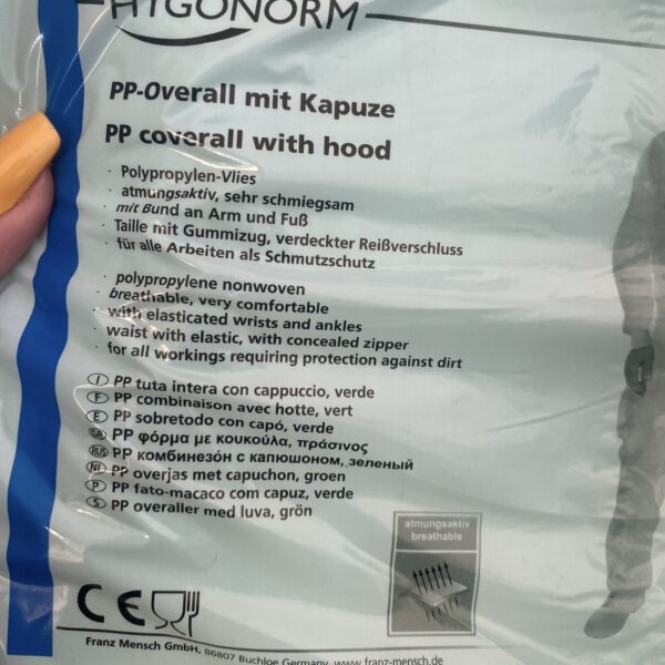 Screenshot Vienkartinis apsauginis kombinezonas su gobtuvu „Hygonorm“